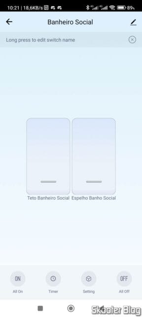Mini Smart Switch Tuya WiFi 2 Gang no Smart Life.