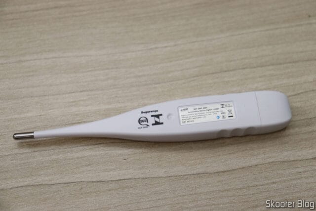 Parte traseira do Termômetro Digital Clínico Branco G-Tech TH1027.