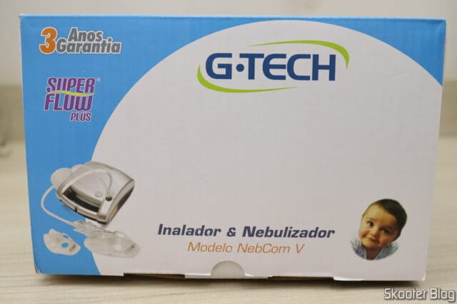 Inalador e Nebulizador G-Tech Nebcom V, em sua embalagem.