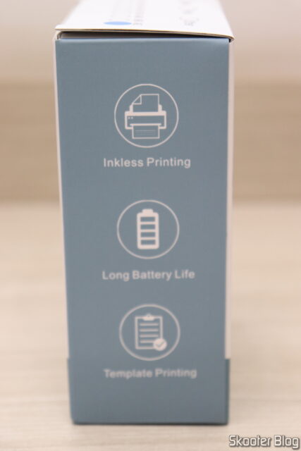 Embalagem da Mini Impressora Térmica Portátil Sem Fio Bluetooth 200dpi Azul.