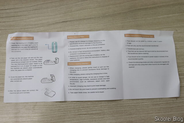 Manual da Mini Impressora Térmica Portátil Sem Fio Bluetooth 200dpi Azul.